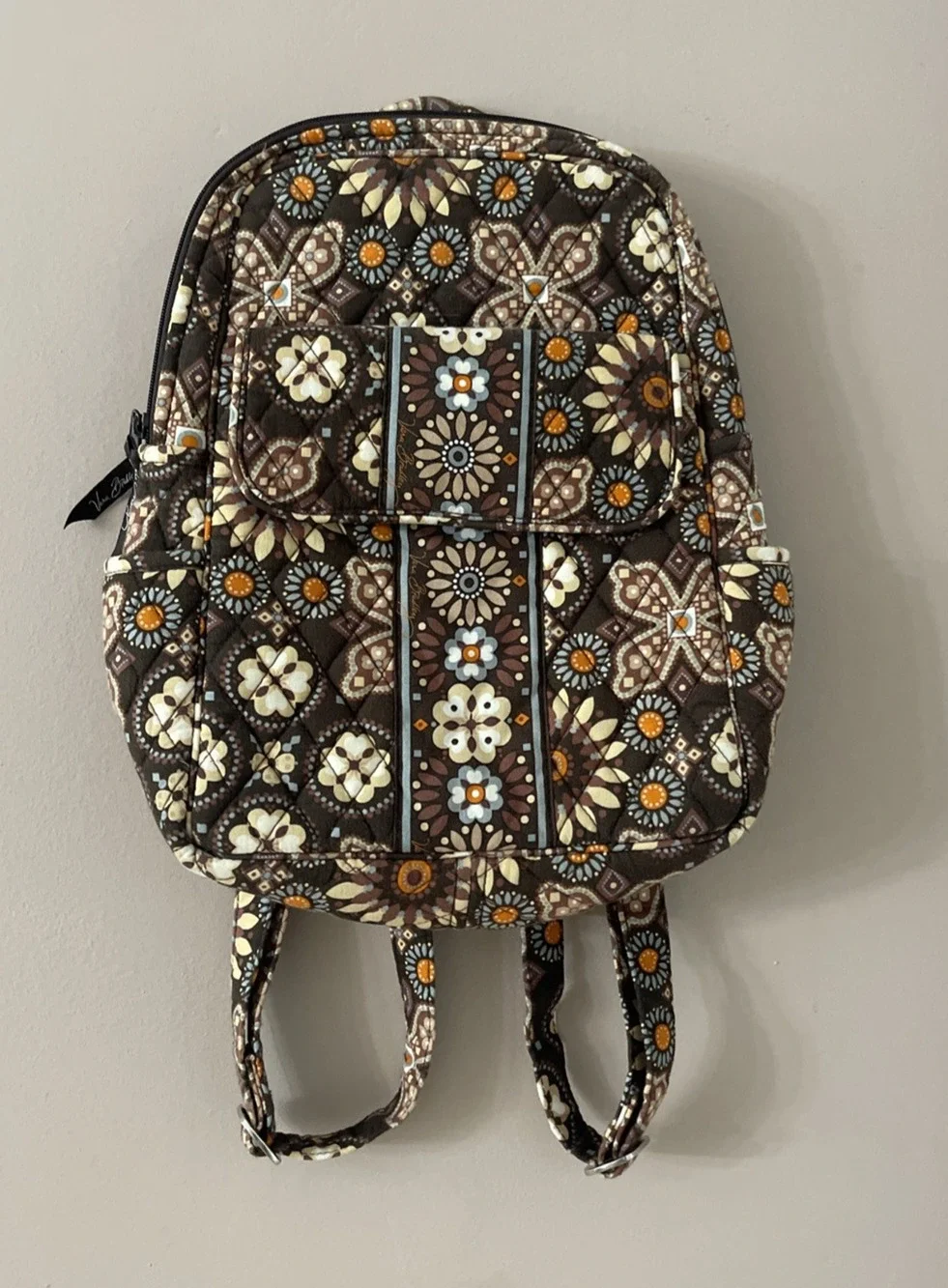 Vera Bradley Brown Canyon Quilted Sunflower Backpack Medium Sized Retired